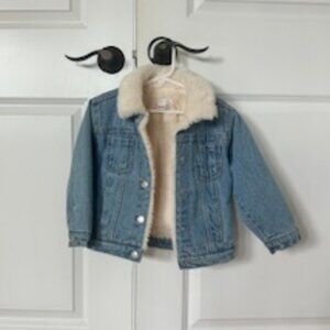 Mango Kids Denim Jacket Faux Fur Lining Size 3-4